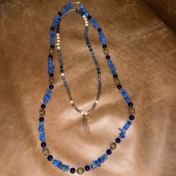 Two Denim Friendly Multi-Color Multi-Bead Coordinating Necklaces - Picture 5 of 16